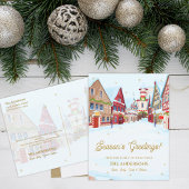 Carte Postale Salutations de saison Snowy Village Famille Noël