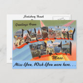 Carte Postale Salutations de Salisbury Beach, Massachusetts. (Devant / Derrière)