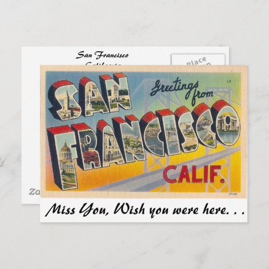 Carte Postale Salutations de San Francisco (Devant / Derrière)
