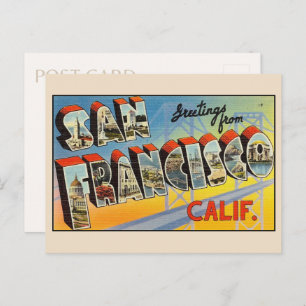 Carte Postale Salutations de San Francisco Grande Lettre Vintage