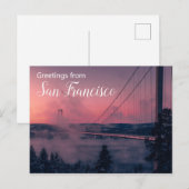Carte Postale Salutations de San Francisco par le pont  (Devant / Derrière)