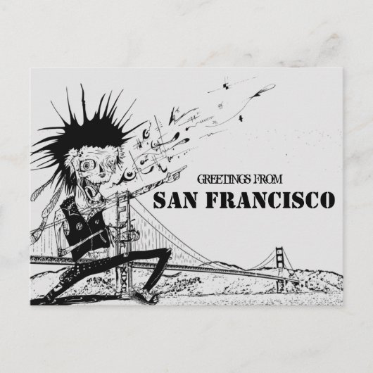 Carte Postale Salutations de San Francisco punk rock voyage (Devant)