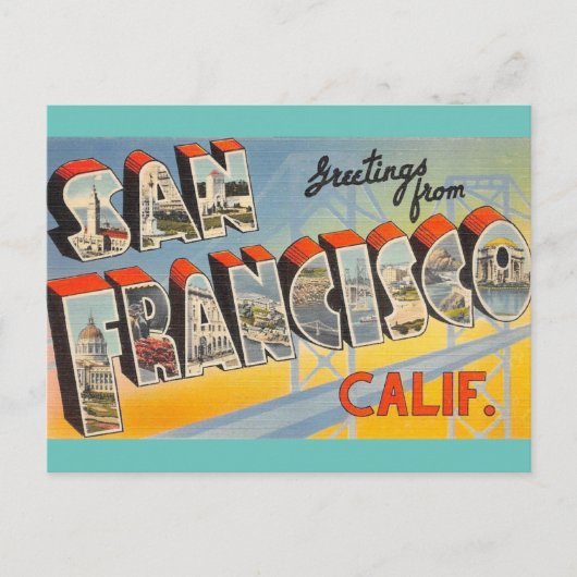 Carte Postale Salutations de San Francisco Travel Postcard (Devant)