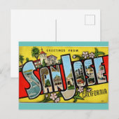 Carte Postale Salutations de San Jose California Travel (Devant / Derrière)