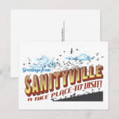 Carte Postale Salutations de Sanityville - Un endroit agréable à (Devant / Derrière)
