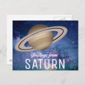 Carte Postale Salutations de Saturne - Voyage spatial (Devant / Derrière)