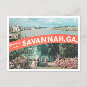 Carte Postale Salutations de Savannah, Vintage voyage de Géorgie