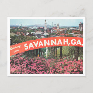 Carte Postale Salutations de Savannah, Vintage voyage de Géorgie