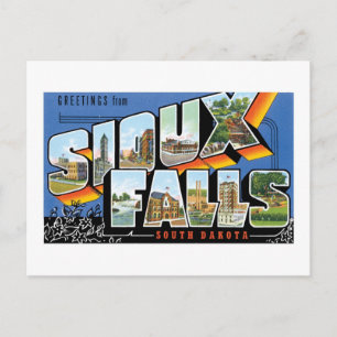 Carte Postale Salutations de Sioux Falls, Dakota du Sud! Retro