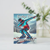 Carte Postale Salutations de Snowmass Dabbing Skier (Debout devant)