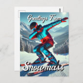 Carte Postale Salutations de Snowmass Dabbing Skier (Devant / Derrière)