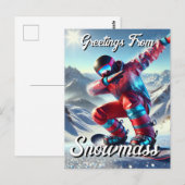 Carte Postale Salutations de Snowmass Dabbing Snowboarder (Devant / Derrière)