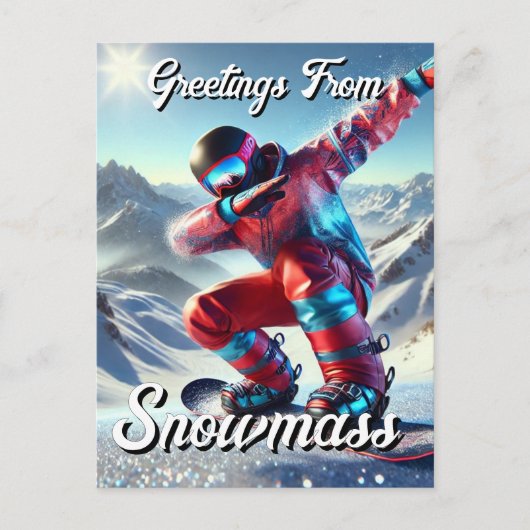 Carte Postale Salutations de Snowmass Dabbing Snowboarder (Devant)