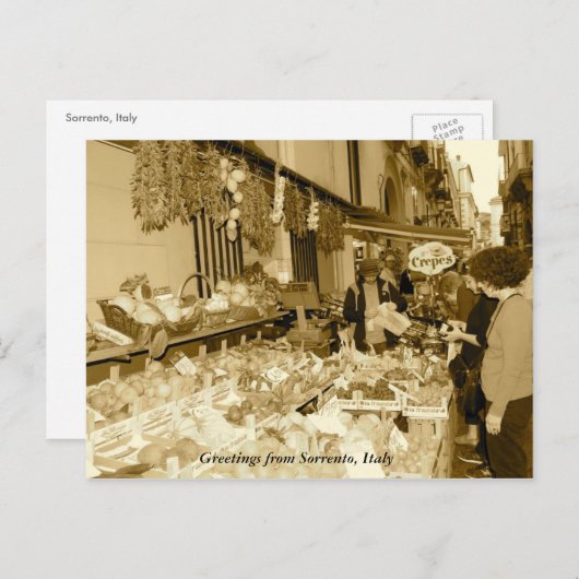 Carte Postale Salutations de Sorrento, Italie (Devant / Derrière)