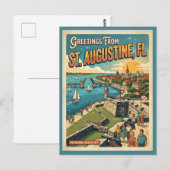 Carte Postale Salutations de St Augustine Rétro (Devant / Derrière)