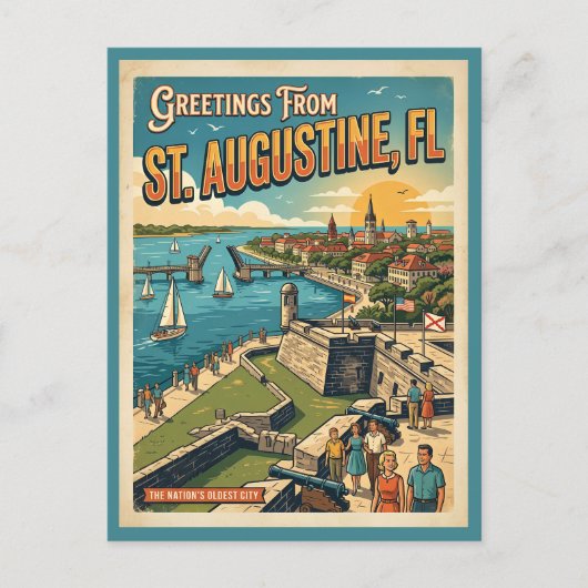 Carte Postale Salutations de St Augustine Rétro (Devant)