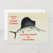 Carte Postale Salutations de Stuart, Floride, Sailfish Center (Devant / Derrière)