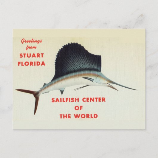 Carte Postale Salutations de Stuart, Floride, Sailfish Center (Devant)