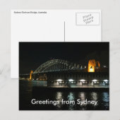 Carte Postale salutations de sydney bridge (Devant / Derrière)