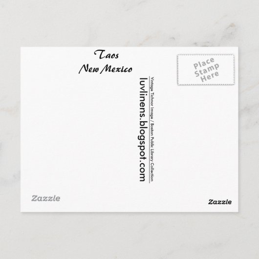 Carte Postale Salutations de Taos (Dos)