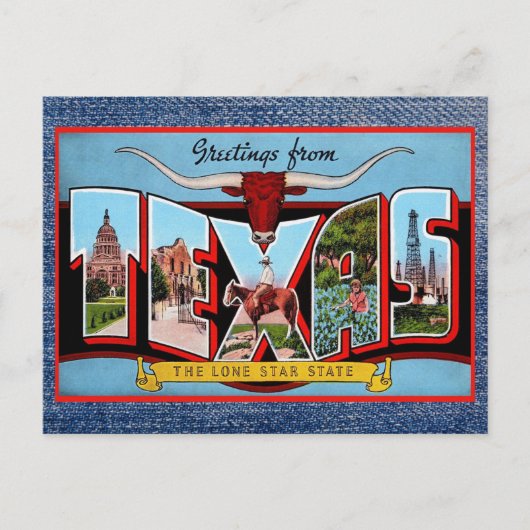 Carte Postale Salutations de Texas Travel Postcard (Devant)