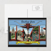 Carte Postale Salutations de Texas Vintage Postcard (Devant / Derrière)