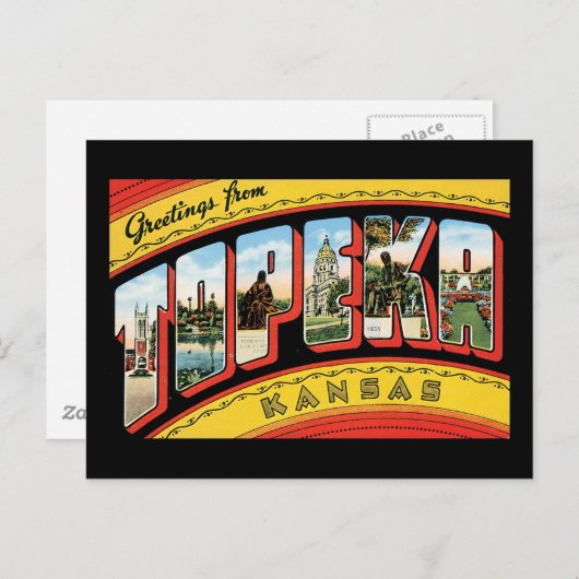 Carte Postale Salutations de Topeka, Kansas (Devant / Derrière)