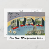 Carte Postale Salutations de Utah (Devant / Derrière)