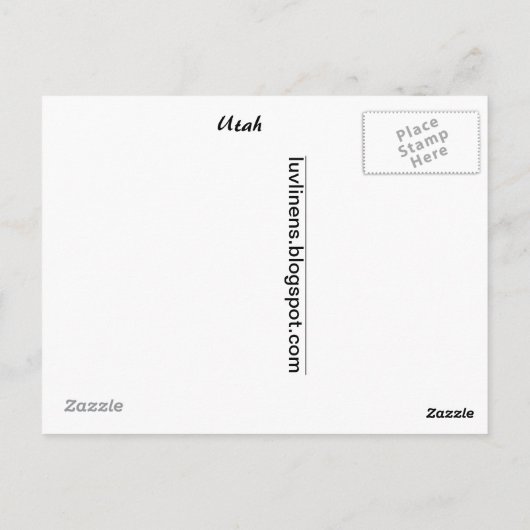 Carte Postale Salutations de Utah (Dos)