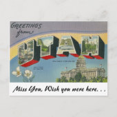 Carte Postale Salutations de Utah (Devant)