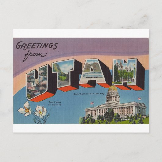 Carte Postale Salutations De Utah (Devant)