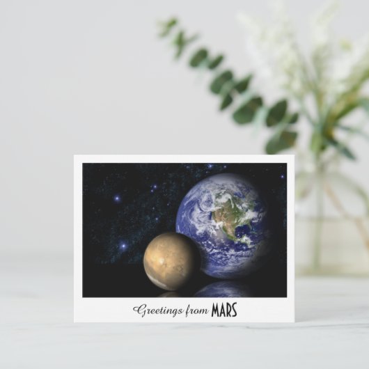 Carte Postale Salutations de vacances Mars Earth Space Photo (Debout devant)