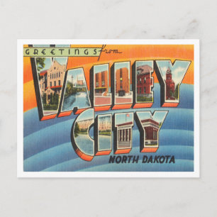 Carte Postale Salutations de Valley City, North Dakota Travel