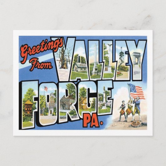 Carte Postale Salutations de Valley Forge Pennsylvania US City (Devant)