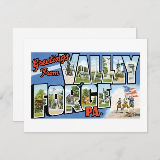 Carte Postale Salutations de Valley Forge, Pennsylvanie ! (Devant / Derrière)
