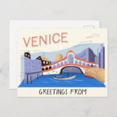 Carte Postale Salutations de Venise Italie (Devant / Derrière)
