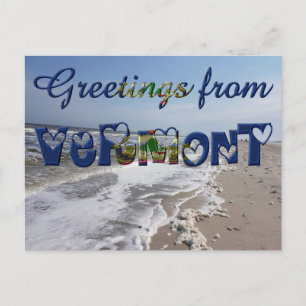 Carte Postale Salutations de Vermont State Flag Hearts USA