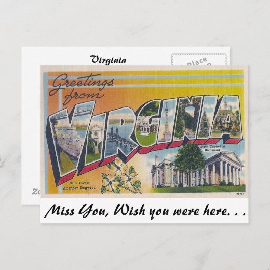 Carte Postale Salutations de Virginie (Devant / Derrière)