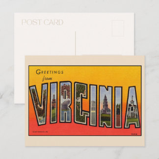 Carte Postale Salutations de Virginie Grande Lettre Vintage