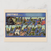 Carte Postale Salutations de Virginie-Occidentale Grand Lettre V (Devant)