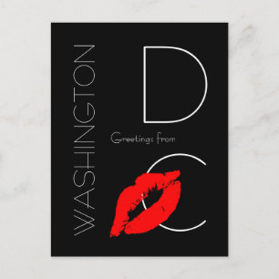 Carte Postale Salutations de Washington D.C. Red Lipstick Kiss