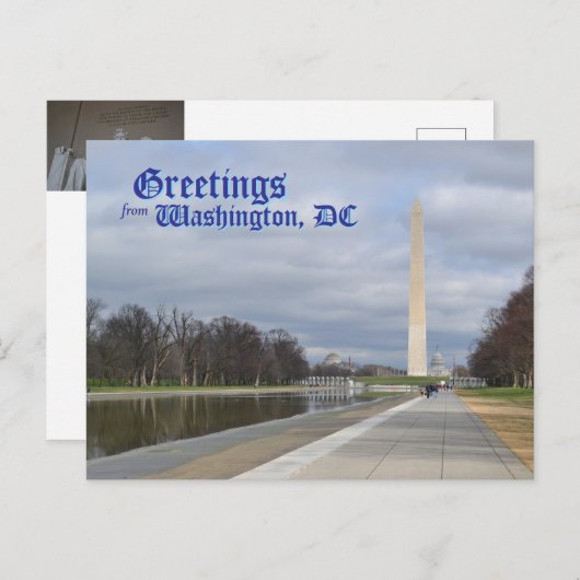 Carte Postale Salutations de Washington DC (Devant / Derrière)