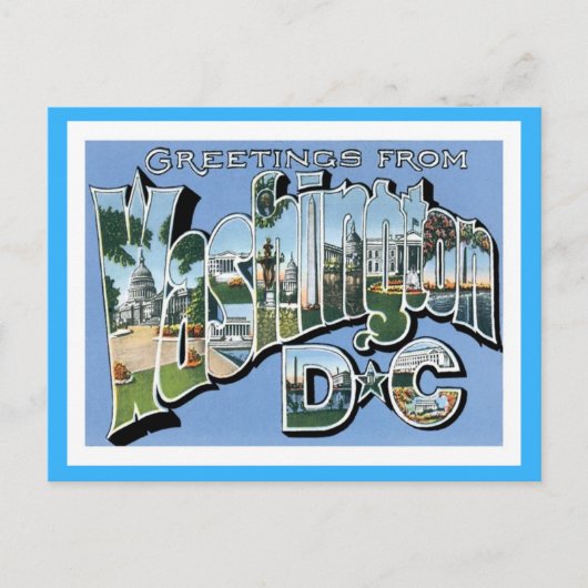 Carte Postale Salutations de Washington DC Vintage (Devant)