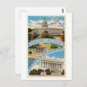Carte Postale Salutations de Washington DC Voyage Ancien (Devant / Derrière)