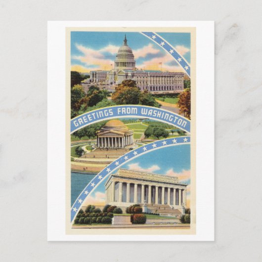 Carte Postale Salutations de Washington DC Voyage Rétro (Devant)