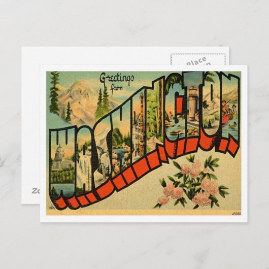 Carte Postale Salutations De Washington Des États-Unis (Devant / Derrière)