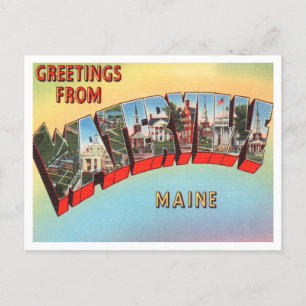 Carte Postale Salutations de Waterville, Vintage voyage du Maine