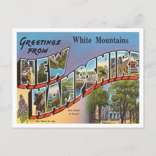 Carte Postale Salutations de White Mountains, New Hampshire (Devant)