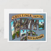 Carte Postale Salutations de White Mountains, New Hampshire (Devant / Derrière)