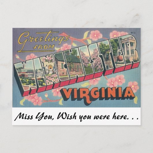 Carte Postale Salutations de Winchester, Virginie (Devant)